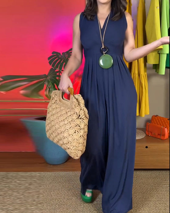 Elegante mouwloze slanke lange jurk