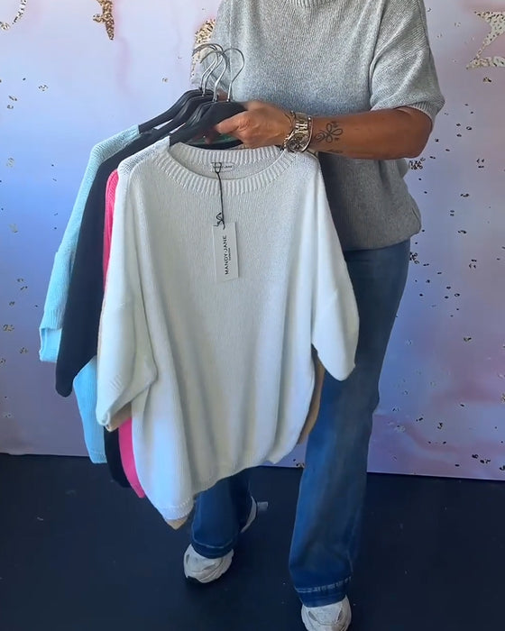 Casual losse pullover met effen kleur en ronde hals