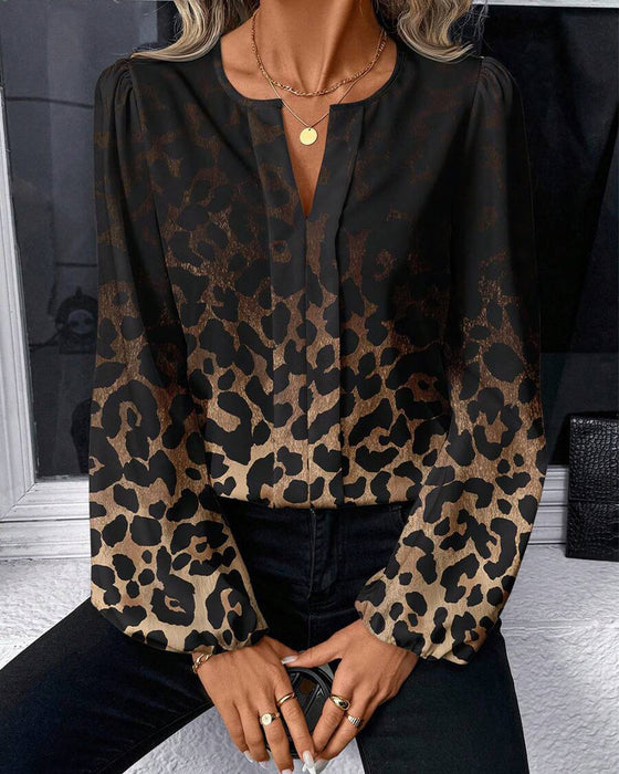 Shirt Pofmouw Verloop Luipaardprint