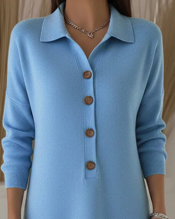 Modieuze Doorknoopjurk Met Reverskraag