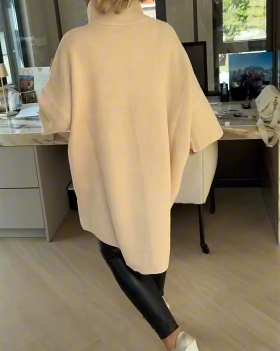 Pullover Opstaande Kraag Halve Rits Los