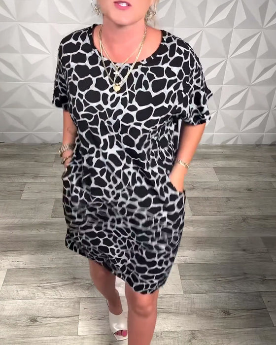 Casual jurk met ronde hals en print