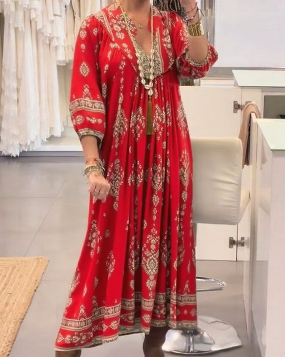 Casual jurk met print en losse zakken