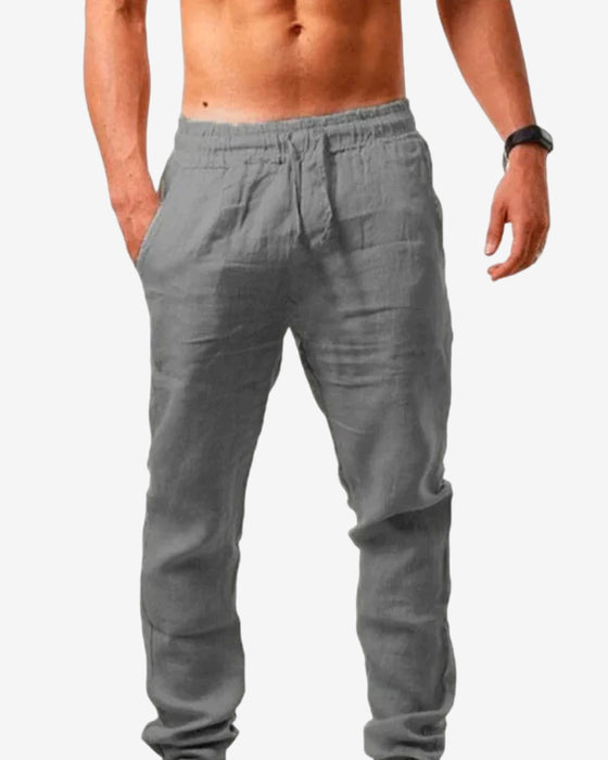 Katoen linnen ademende effen kleur broek