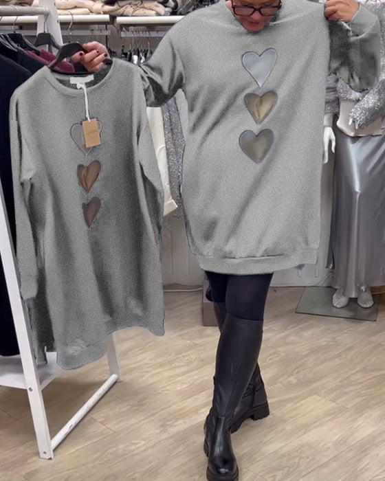 Jurk Shift Hart Patroon Casual