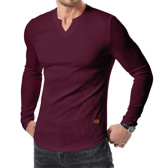 Shirt Heren Slim Fit V-hals Longline Muscle