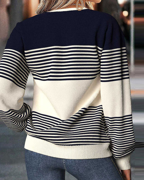 Sweatshirt Gestreept Spliced Los