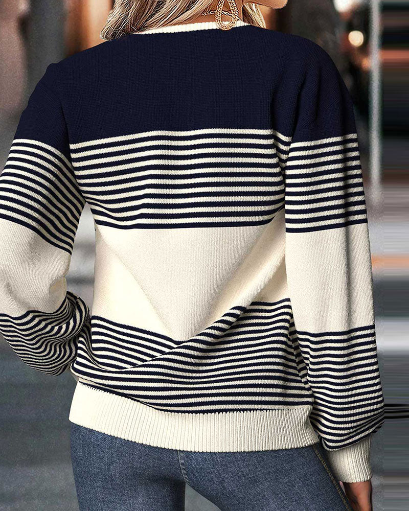 Sweatshirt Gestreept Spliced Los