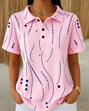 Blouse Polo Kraag Lijn Knoop
