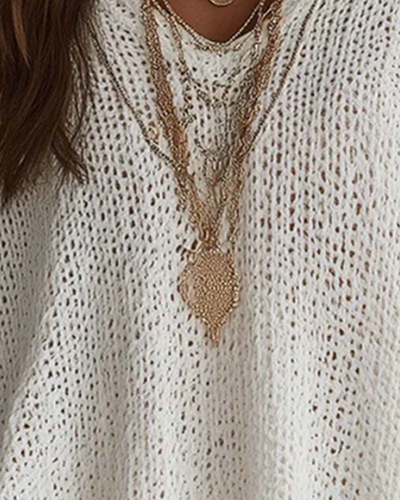 Pullover V-Hals Vleermuismouw Los