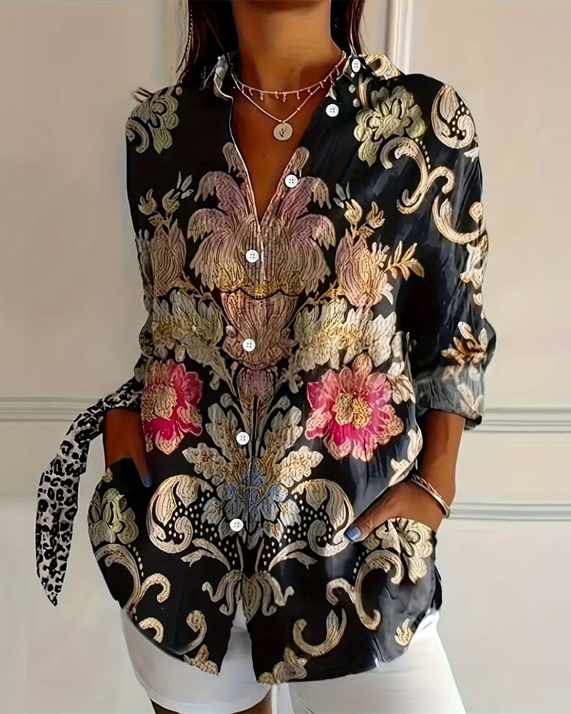 Shirt Met Kraag Gedrukt Knoopsluiting