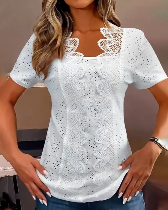 Blouse Effen Modieus Kant