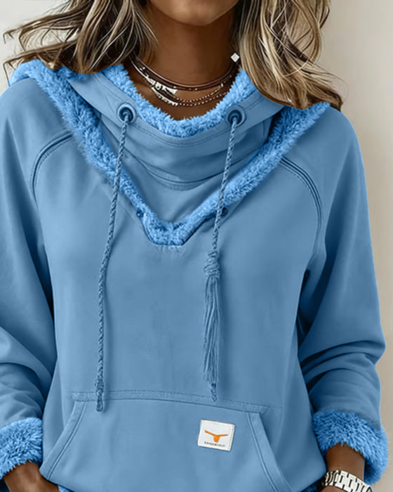 Langmouwige Sweatshirt Met Patchworkdetails En Zak