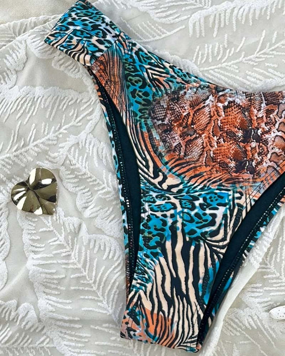 Bikini Luipaard Print Kleurblok Bandjes