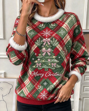 Sweatshirt Geruit Kerstboom Kleurblok