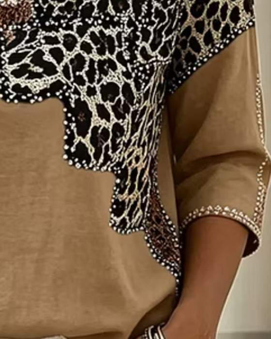 Blouse V-Hals Luipaard Print