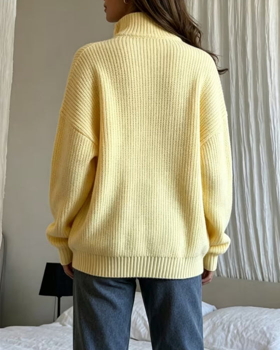 Pullover Halve Rits Staande Kraag Stijlvol