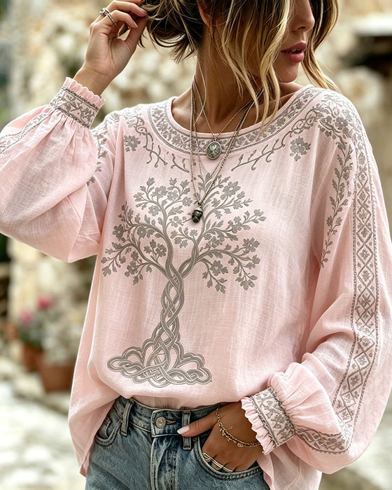 Blouse Rondhals Boom Print Casual