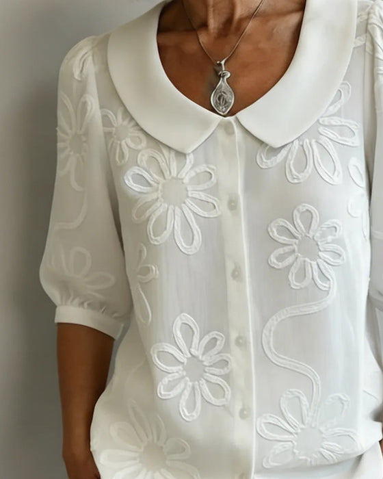 Blouse Bloemenprint Korte Mouw