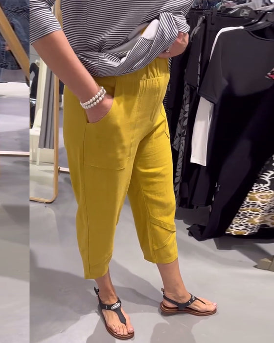 Broek Casual Taps Toelopend Katoen En Linnen Kort