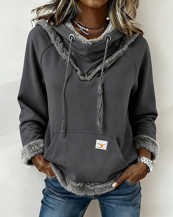 Langmouwige Sweatshirt Met Patchworkdetails En Zak