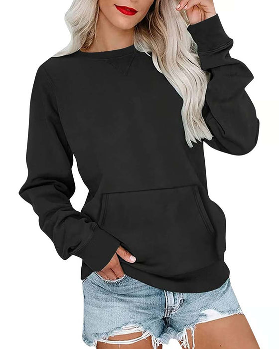 Sweatshirt Effen Rond Hals Lange Mouw Casual