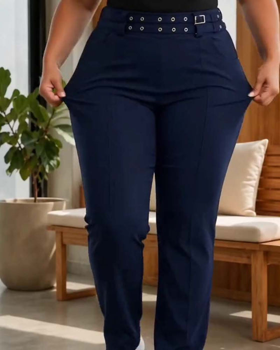 Broek Stijlvol Hoge Taille Slim Fit Lang