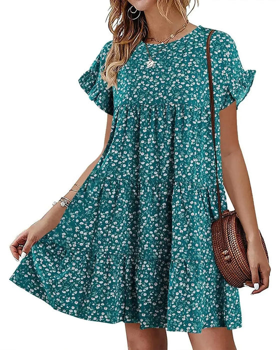 Jurk Ruffle Mouw Luipaard Gelaagd
