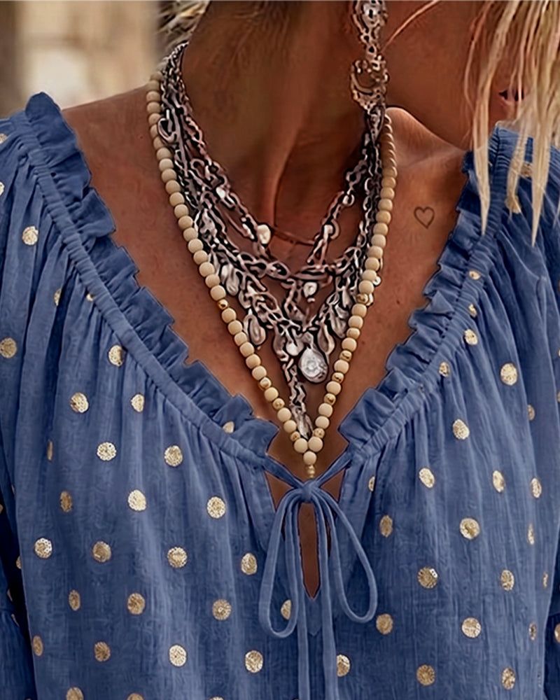 Blouse V-Hals Wijde Mouwen