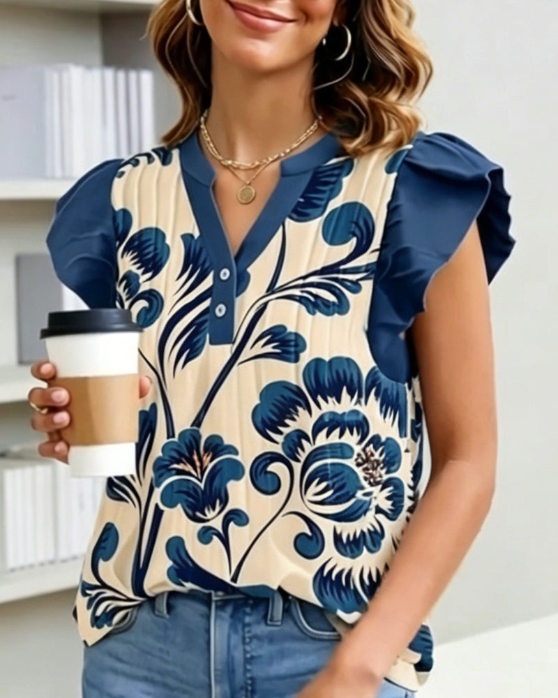 Blouse Bloemenprint Kleine Fladdermouw