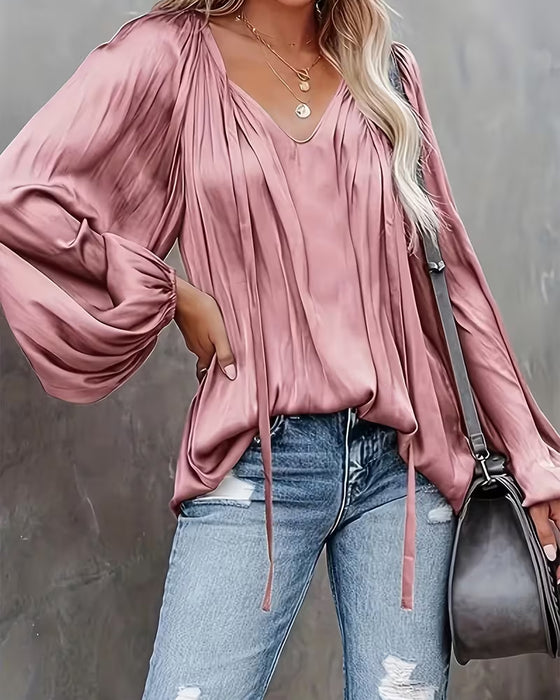Blouse Vetersluiting Effen Kleur