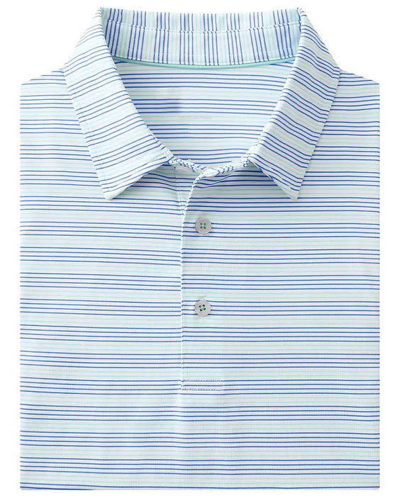 T-Shirt Kraag Blauw En Wit Fijne Streep