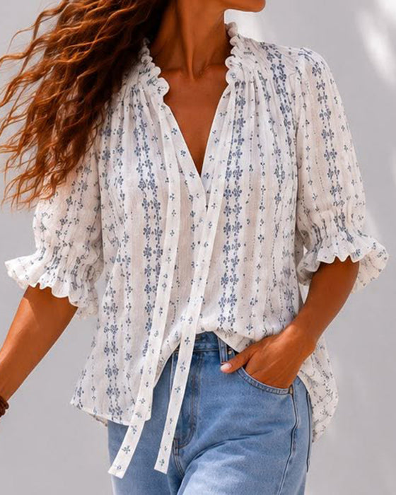 Blouse Klein Bloemig Ruche