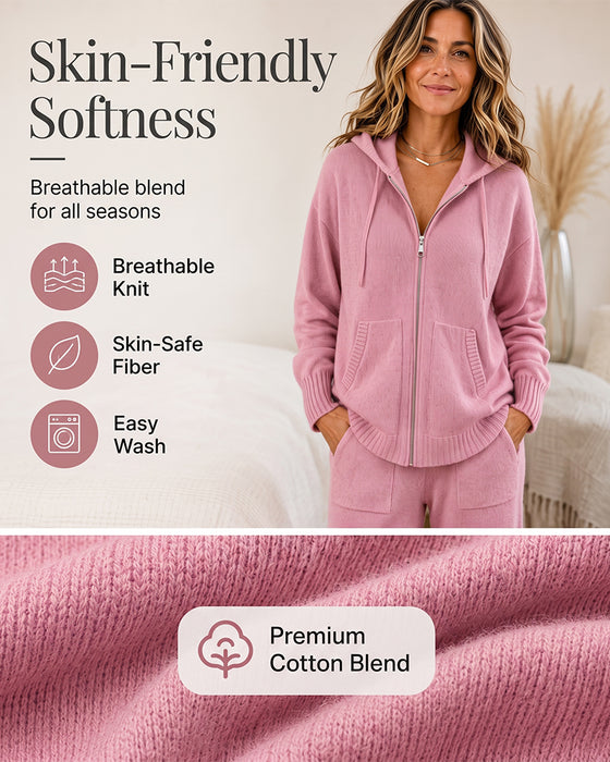 Cardigan Effen Met Capuchon Rits