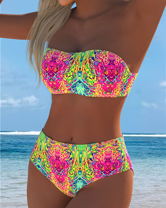 Bikini Bandeloos Kleur Print