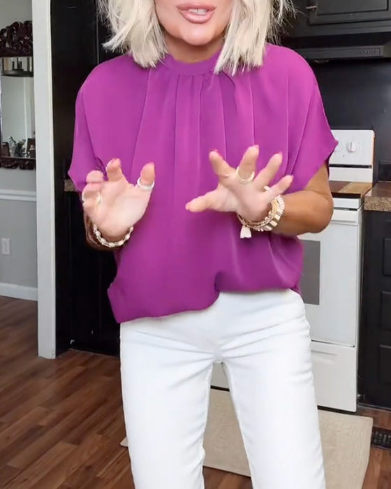 Blouse Mock Neck Los Effen