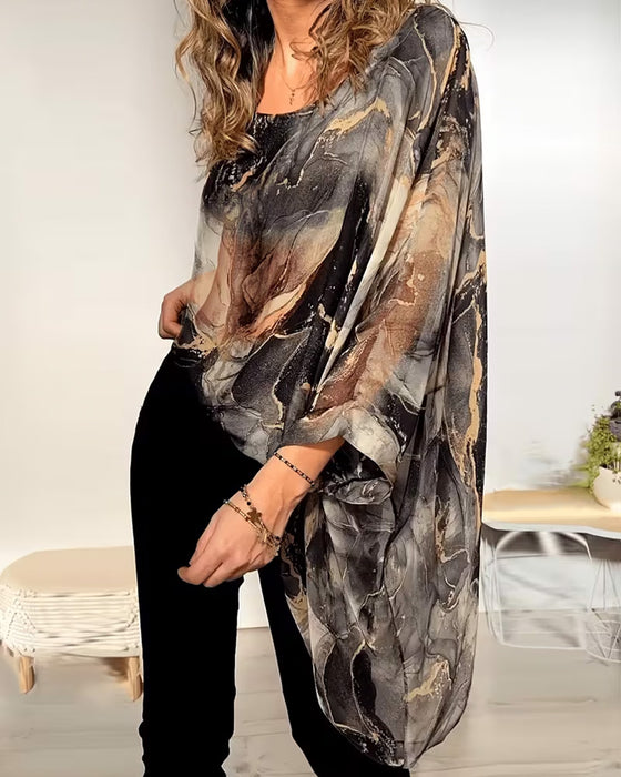 Blouse Vleermuismouw Tie-Dye Los
