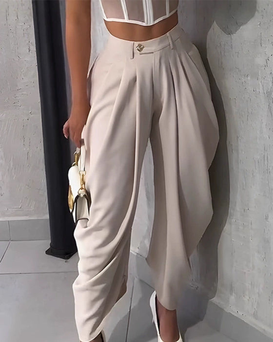 Broek Casual Effen Papieren Zak Cropped
