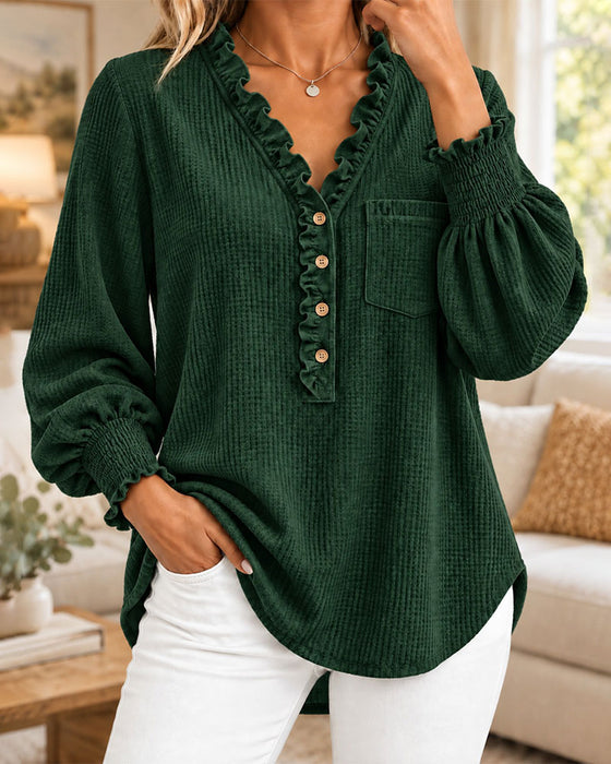 Blouse Ruis Geknoopt Lantaarnmouw