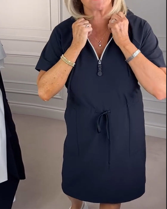 Jurk Met Capuchon En Half Rits Sport