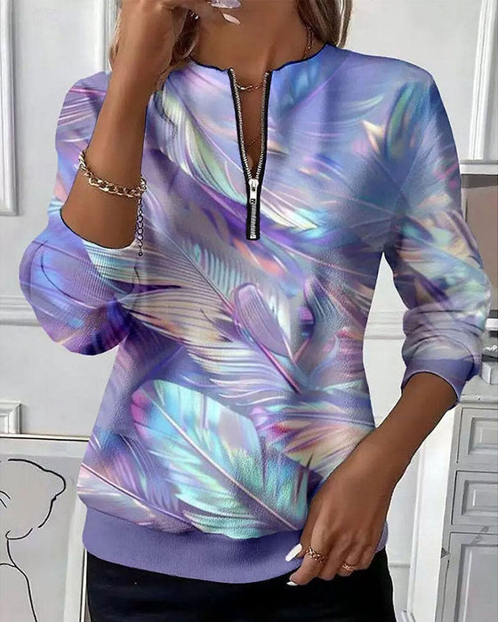 Sweatshirt Rits Veer Kleurblok