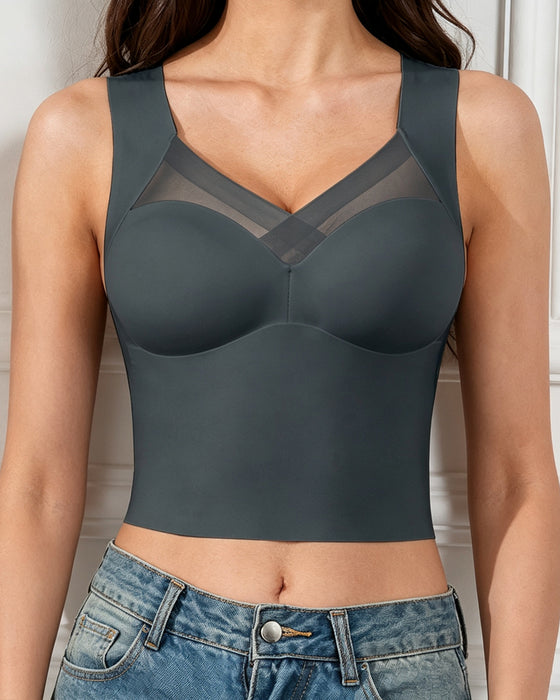 Tank Top Mesh-Splicing Ingebouwde Bh