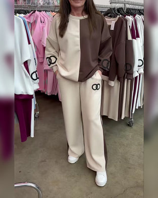 Set Contrastkleur Casual Sweatshirt