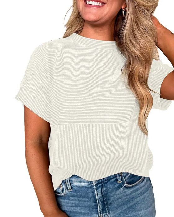 T-Shirt Gestreept Korte Mouw Ronde Hals