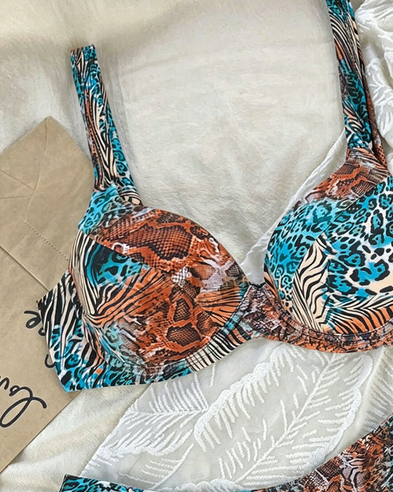 Bikini Luipaard Print Kleurblok Bandjes