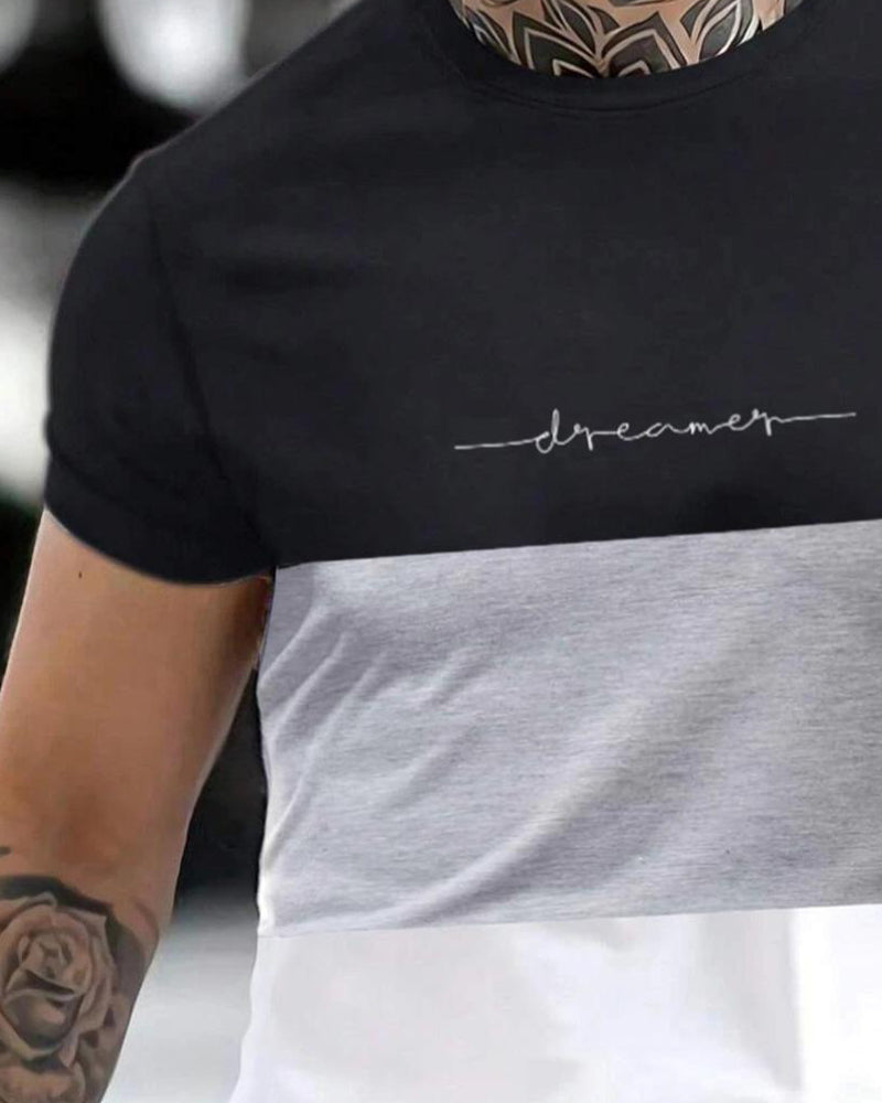 T-Shirt Kleurblok Ronde Hals Korte Mouw