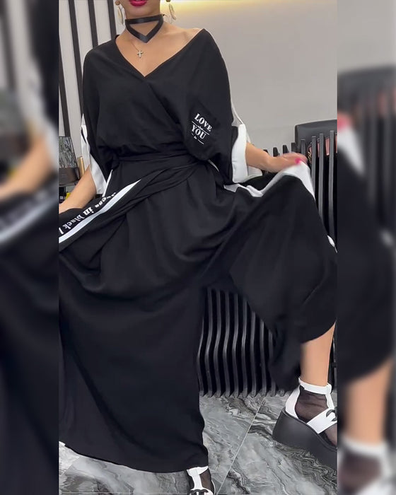 Pak V-Hals Onregelmatig Losse Broek