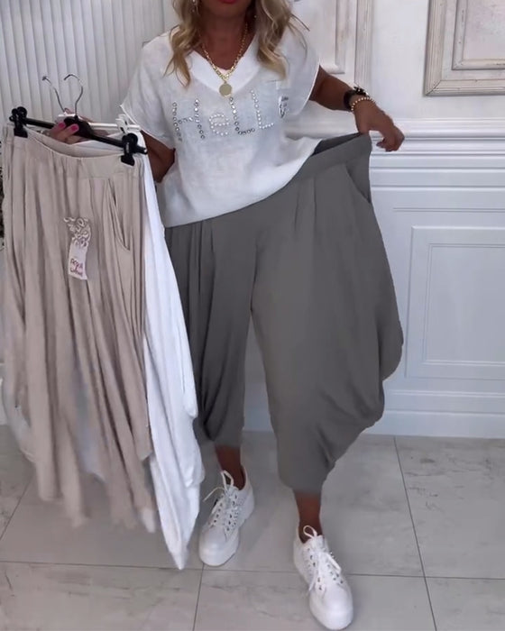 Broek Effen Kleur Pofmodel Casual