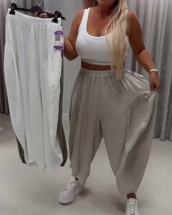 Broek Elastische Taille Wijd Been Harem