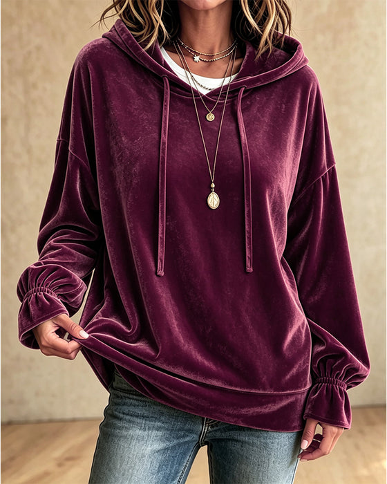 Hoodie Effen Kleur Lange Mouwen